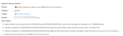 1 Datastore = WORKS Hot VM svmotion from NFS 4. . Failed waiting for data error 195887124